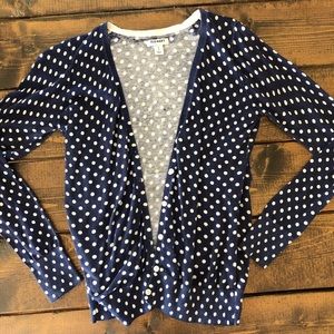 Navy Blue Polka Dot Cardigan